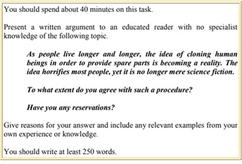 ตัวอย่างข้อสอบ Writing IELTS Task 2
