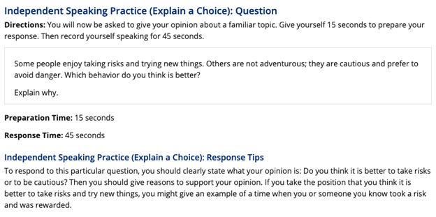 TOEFL Speaking Test
