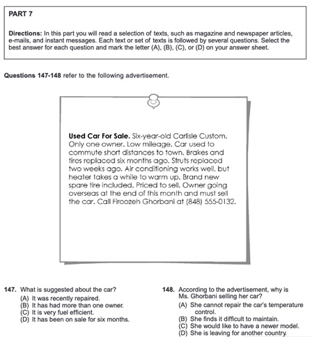 toeic reading part 7 reading comprehension