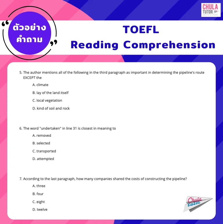 ตัวอย่างข้อสอบ TOEFL Reading Comprehension