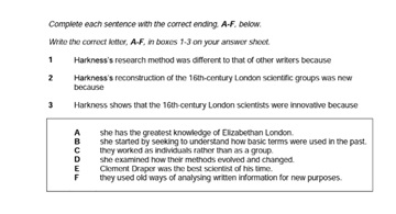 ข้อสอบ IELTS Academic Reading Matching