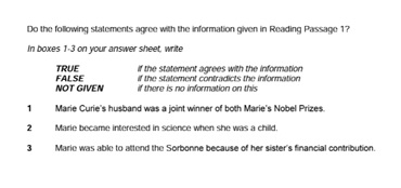 ข้อสอบ IELTS Academic Reading True False Not Given Yes No Not Given