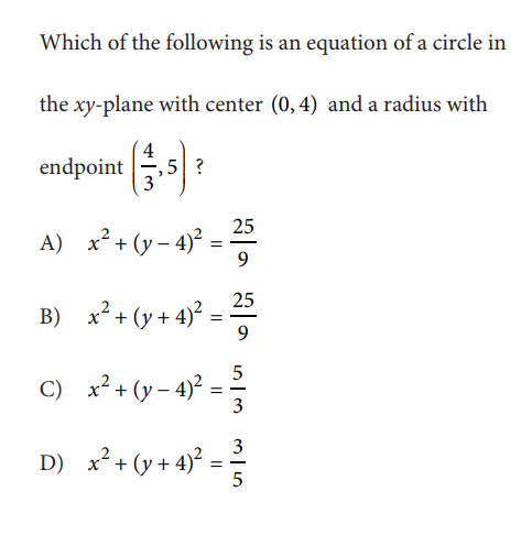 ตัวอย่างข้อสอบ SAT Math Passport to Advanced Math