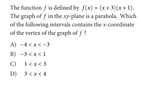 ตัวอย่างข้อสอบ SAT Math Passport to Advanced Math