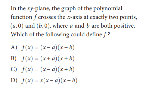 ตัวอย่างข้อสอบ SAT Math Passport to Advanced Math