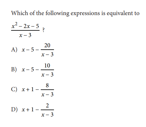 ตัวอย่างข้อสอบ SAT Math Passport to Advanced Math