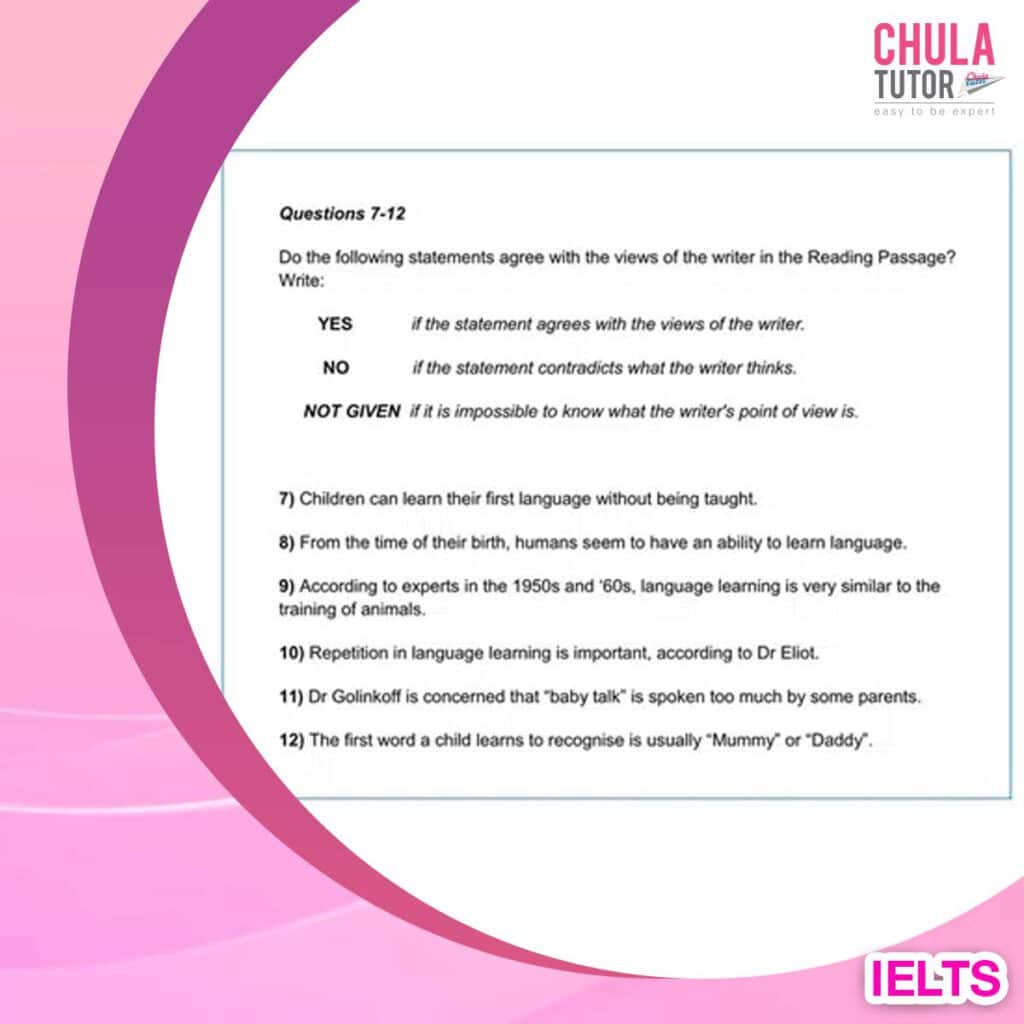 IELTS Exam Sample Reading Yes No Not Given
